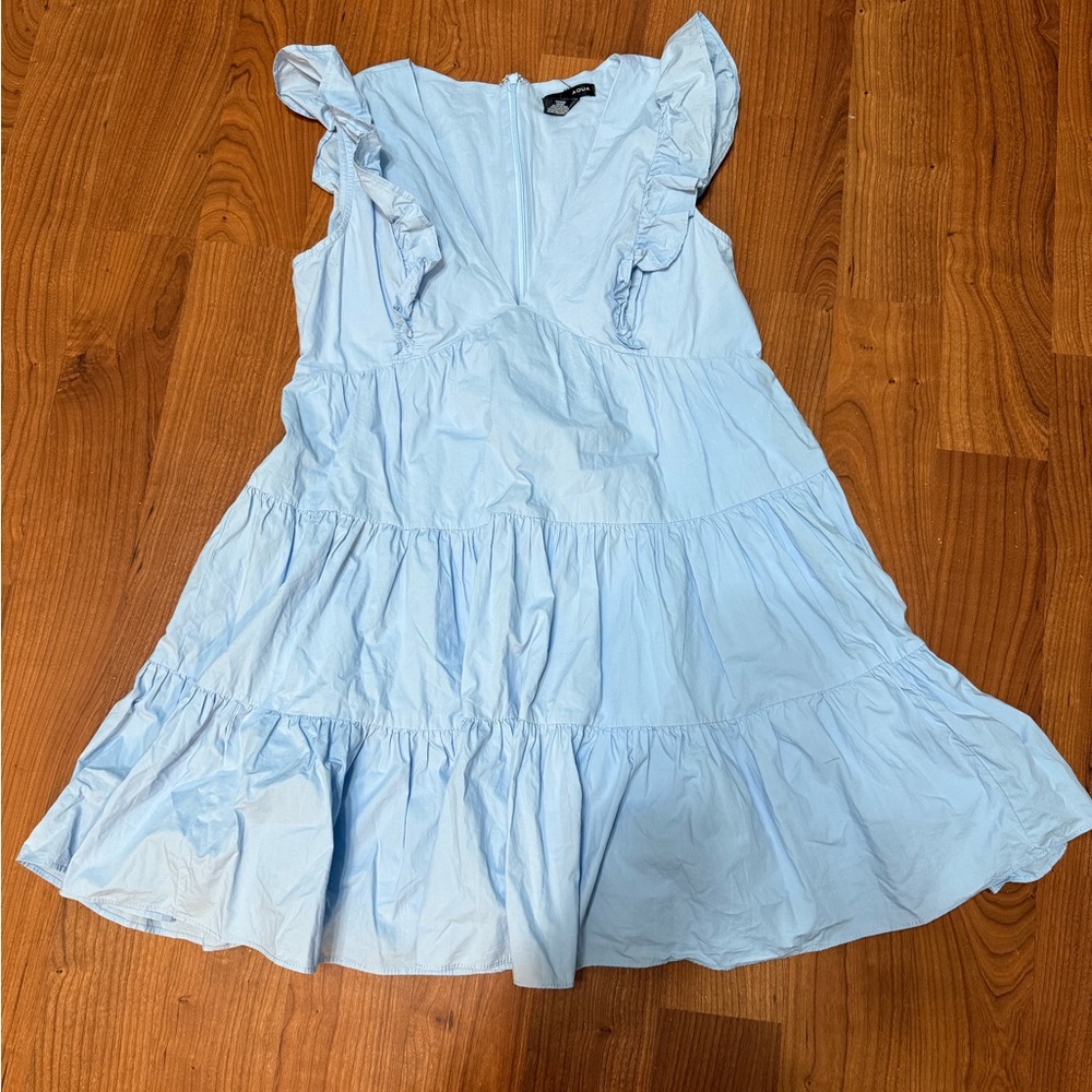 Aqua Sky Blue Ruffle Dress